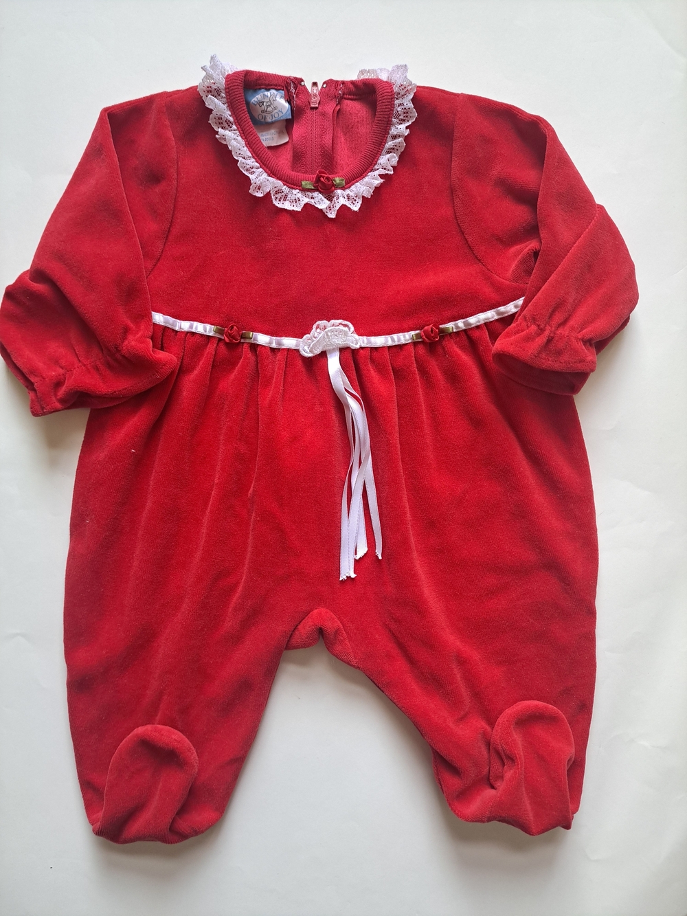 🇨🇦 Vintage Bundle of Joy Red Velour Baby Romper Size 14 | Christmas